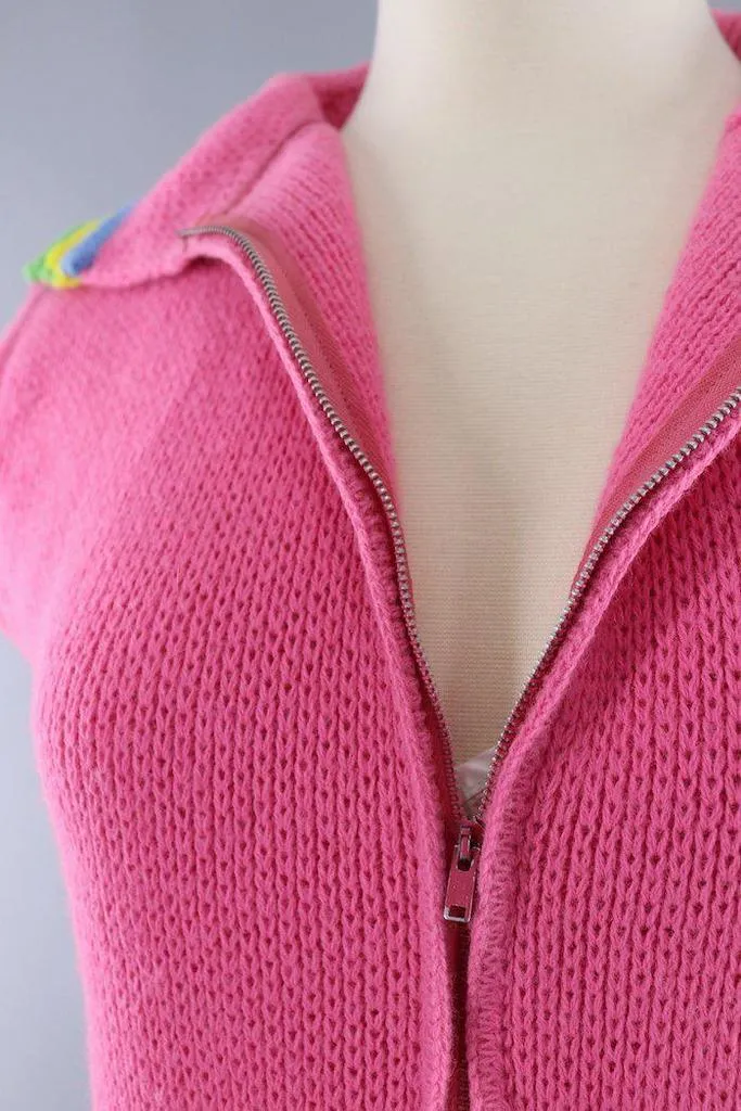 Vintage Pink Cardigan Sweater Vest