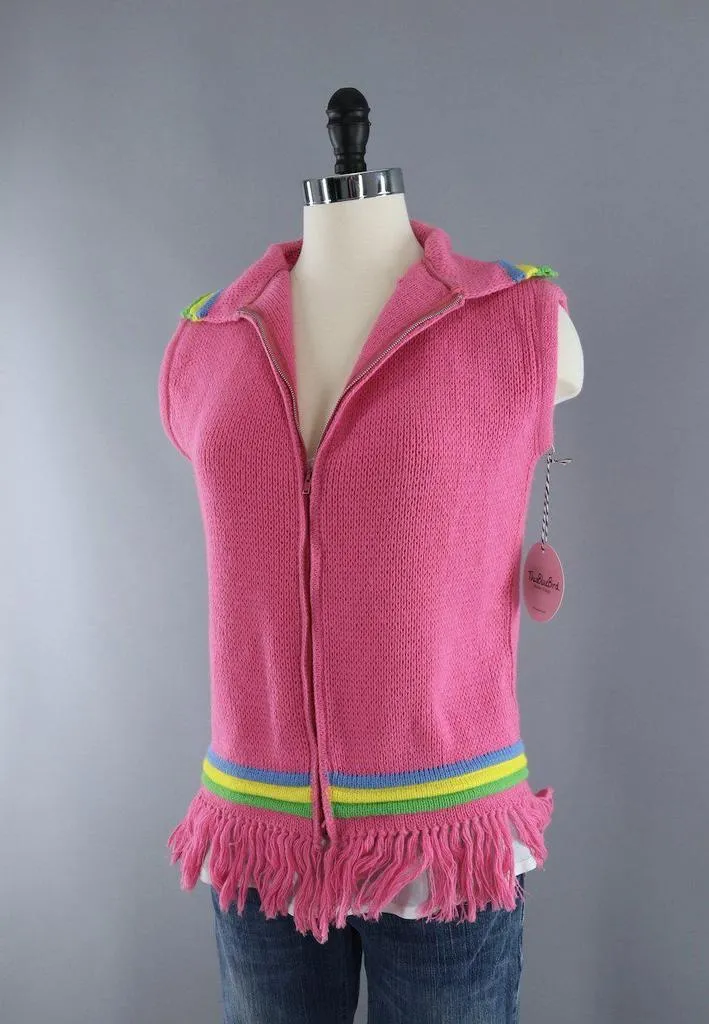 Vintage Pink Cardigan Sweater Vest