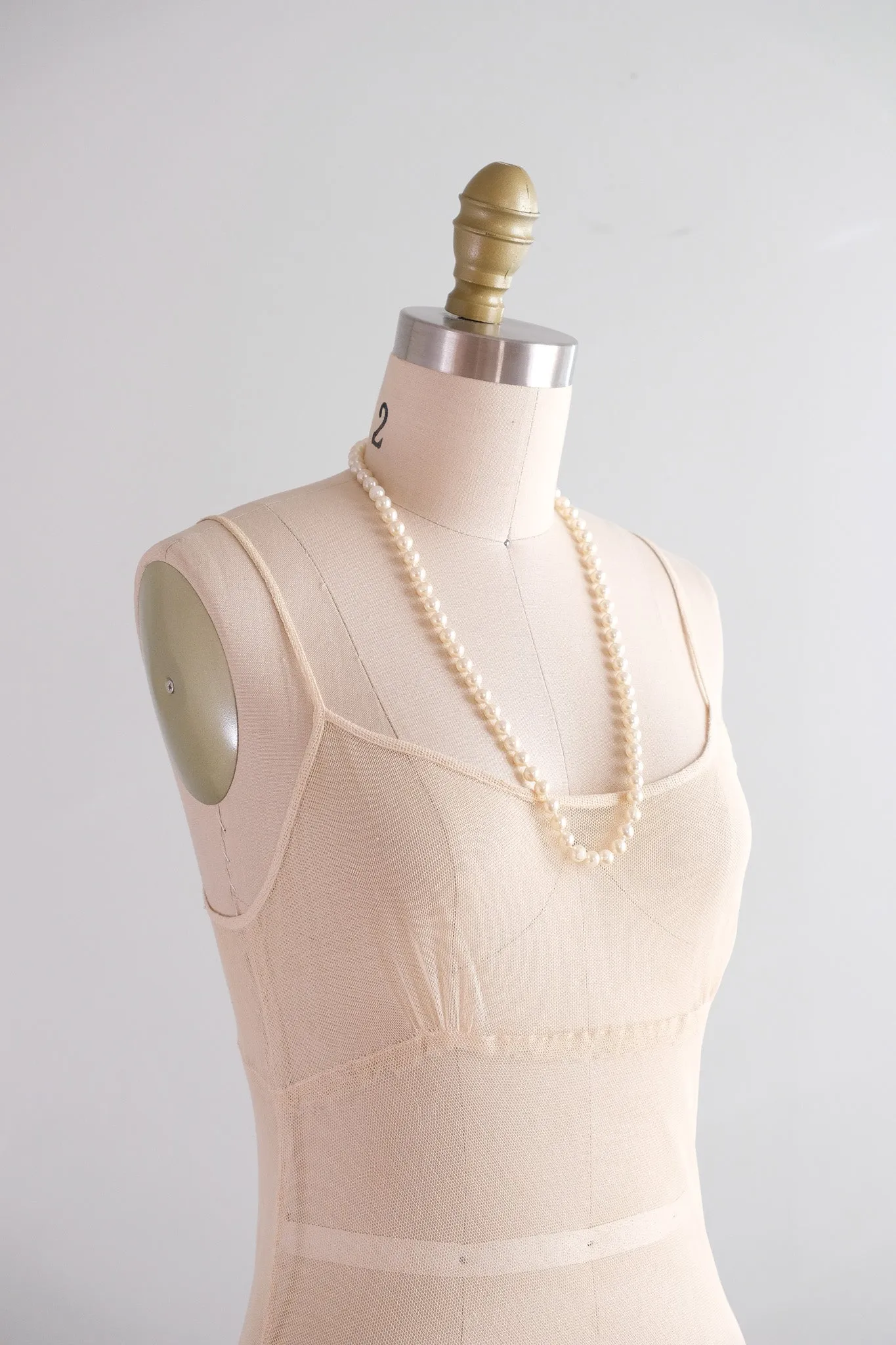 Vintage Y2K Beige Sheer Mesh Slip Style Dress by Dosa  / Size 2