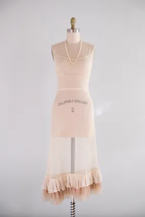 Vintage Y2K Beige Sheer Mesh Slip Style Dress by Dosa  / Size 2