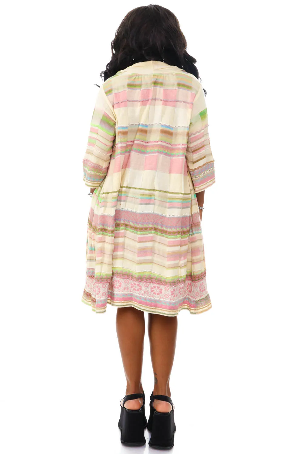 Vintage Y2K Pastel Striped Knit Cardigan - OSFM