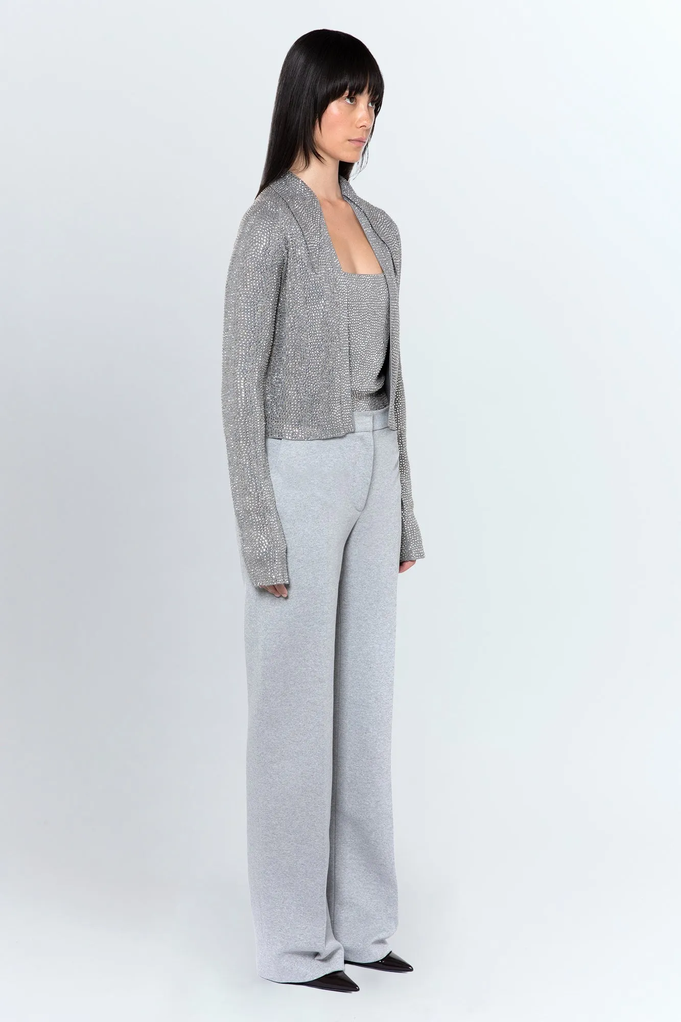 Vitara Embellished Knit Cardigan in Grigio