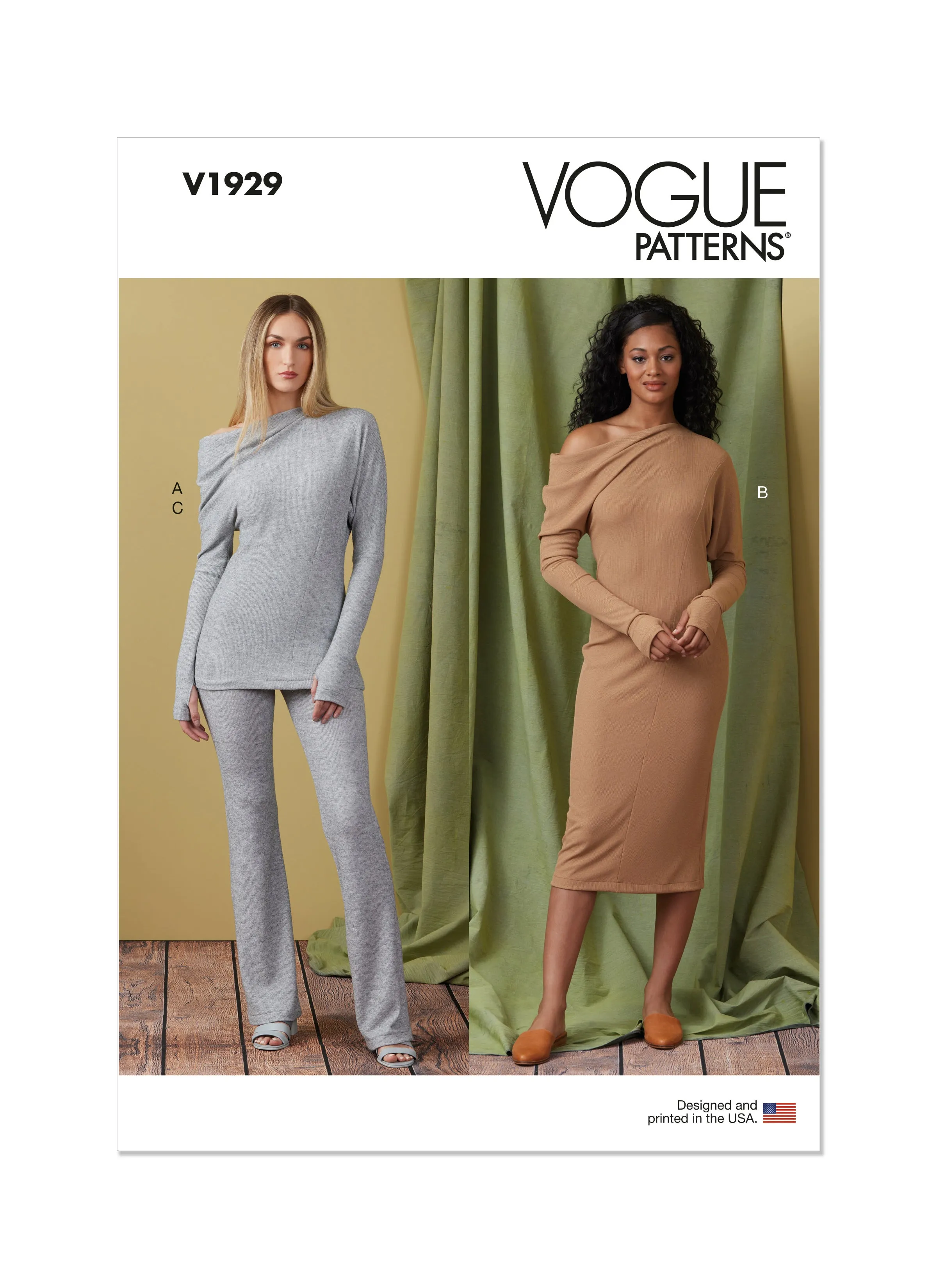 Vogue Sewing Pattern 1929 Knit Top, Dress and Pants
