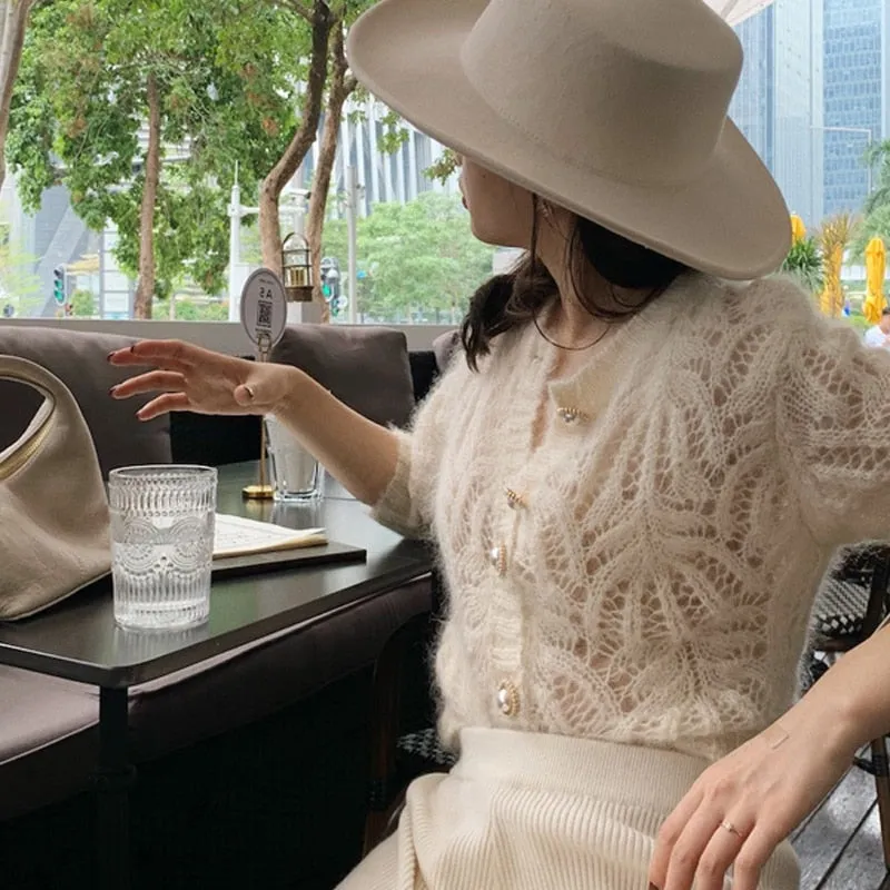 Wenkouban Vintage Elegant Female Cardigan Autumn Winter Long Sleeve Women Knitted Cardigan Sweater Fashion Hollow Out Sweaters Tops