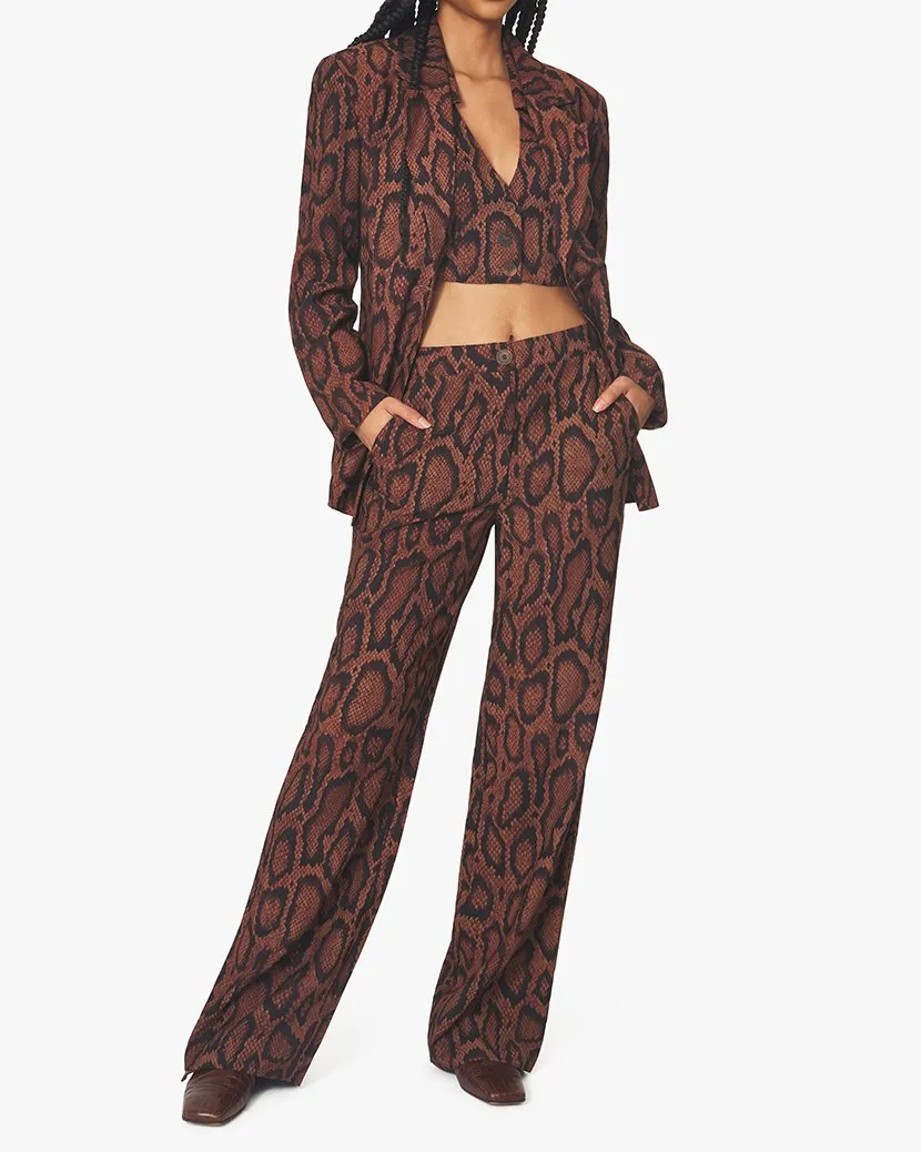 WeWoreWhat Shaped Long Blazer in Brown Snakeskin