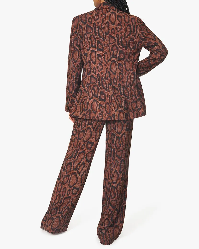 WeWoreWhat Shaped Long Blazer in Brown Snakeskin