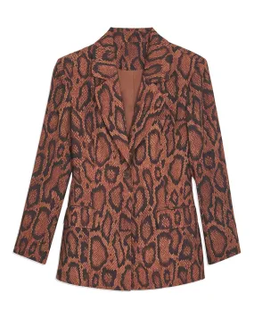 WeWoreWhat Shaped Long Blazer in Brown Snakeskin