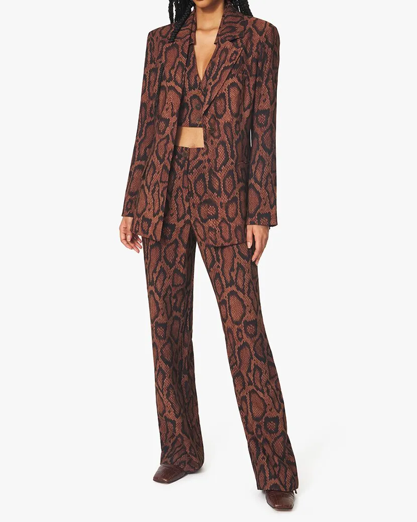 WeWoreWhat Shaped Long Blazer in Brown Snakeskin