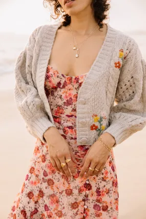 Wheat Amaryllis Cropped Cardigan