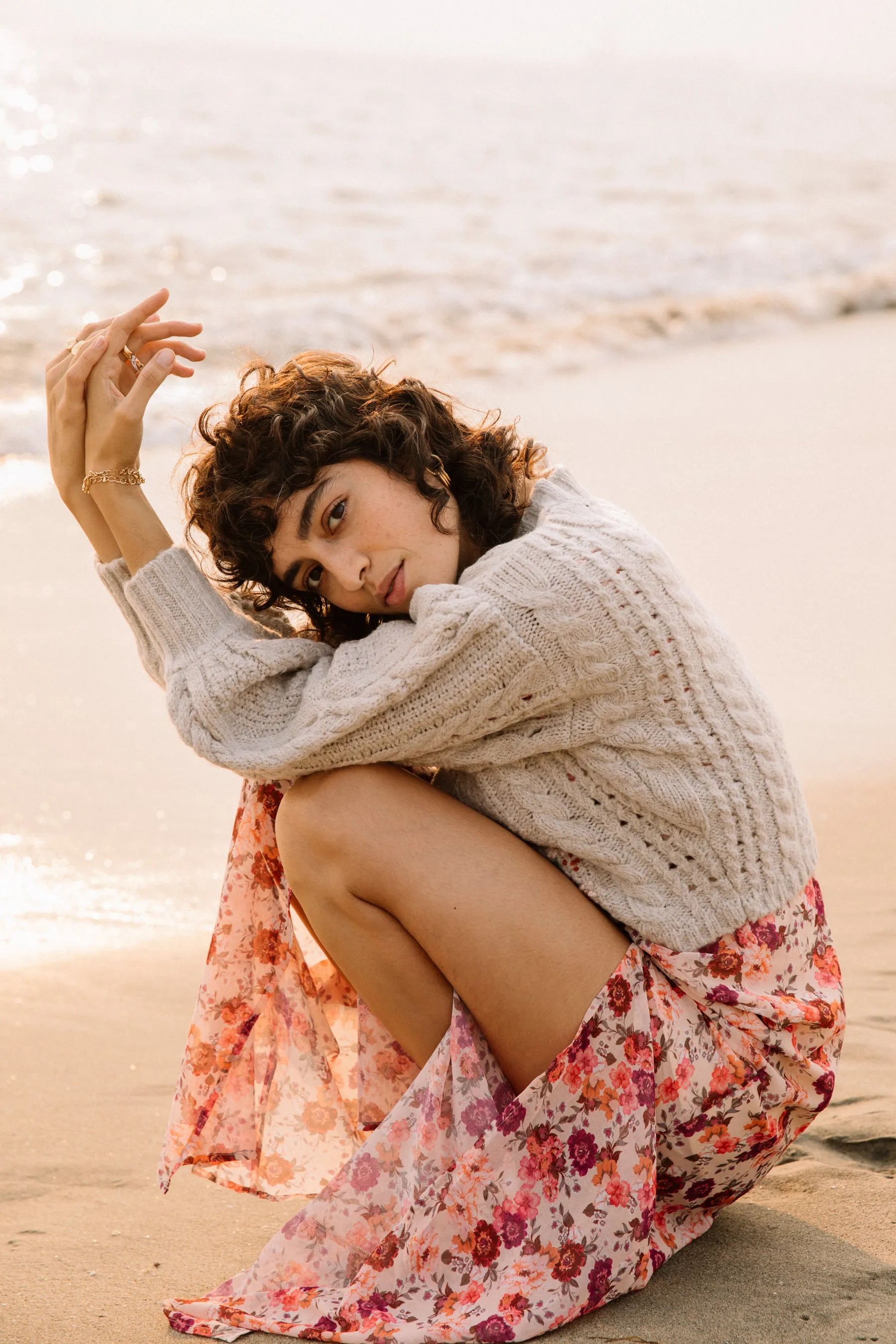 Wheat Amaryllis Cropped Cardigan