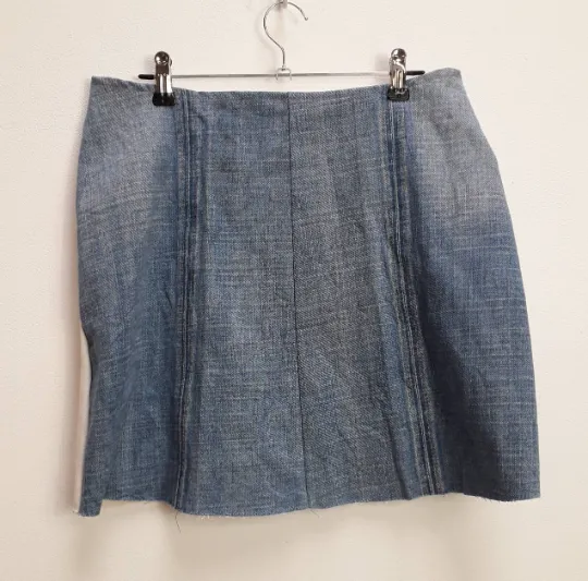 White   Blue Reworked Denim Mini-Skirt - M