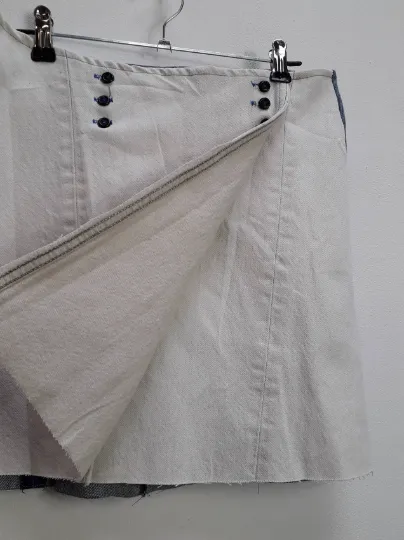 White   Blue Reworked Denim Mini-Skirt - M