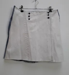 White   Blue Reworked Denim Mini-Skirt - M