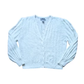 White Stripe Knit Cardigan | Medium-Large