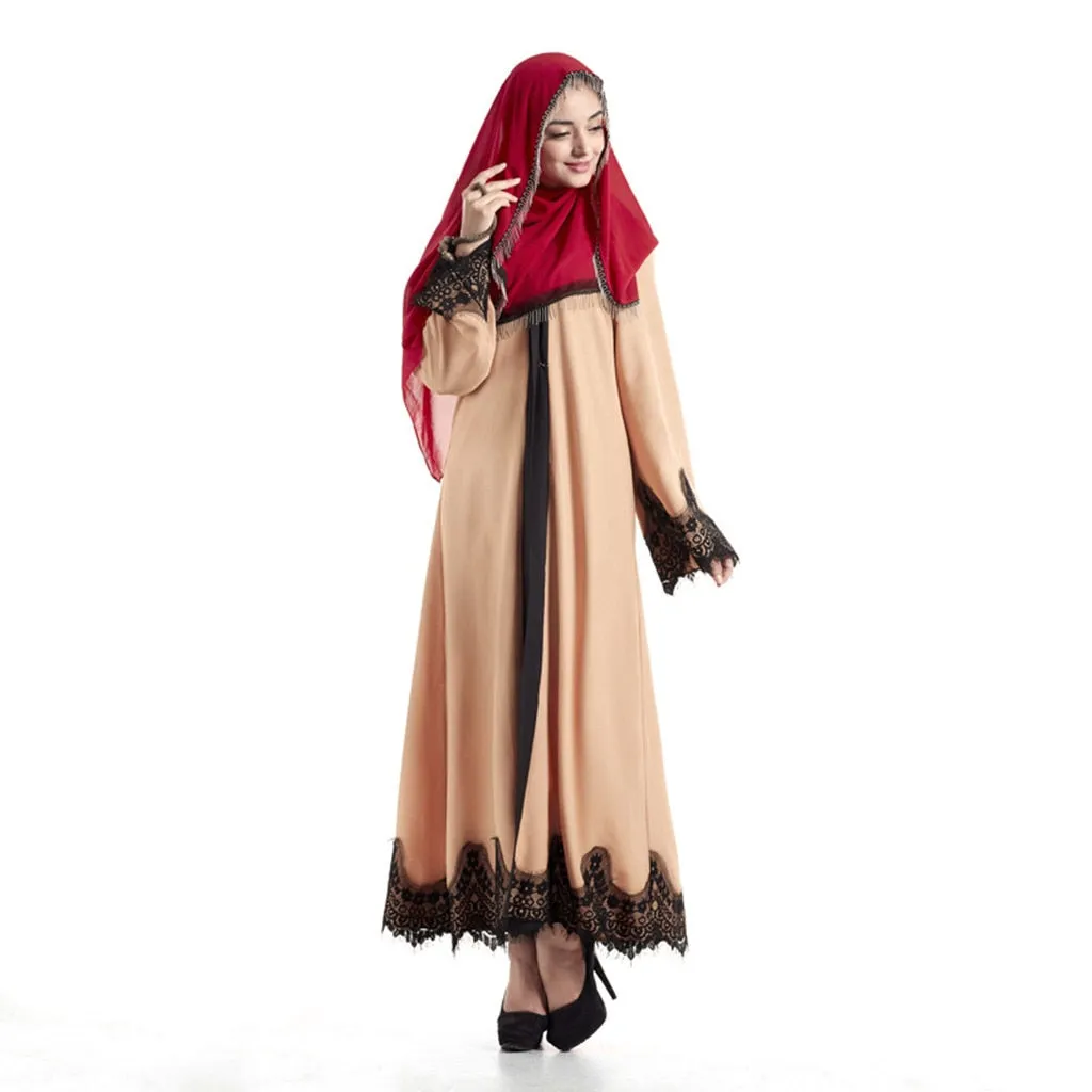 Women Kaftan Cotton Striped Islamic Arab Elegant Muslim Abaya Dress Cardigan Robe Turkish Hijab Islamic Prayer Clothing_3.29