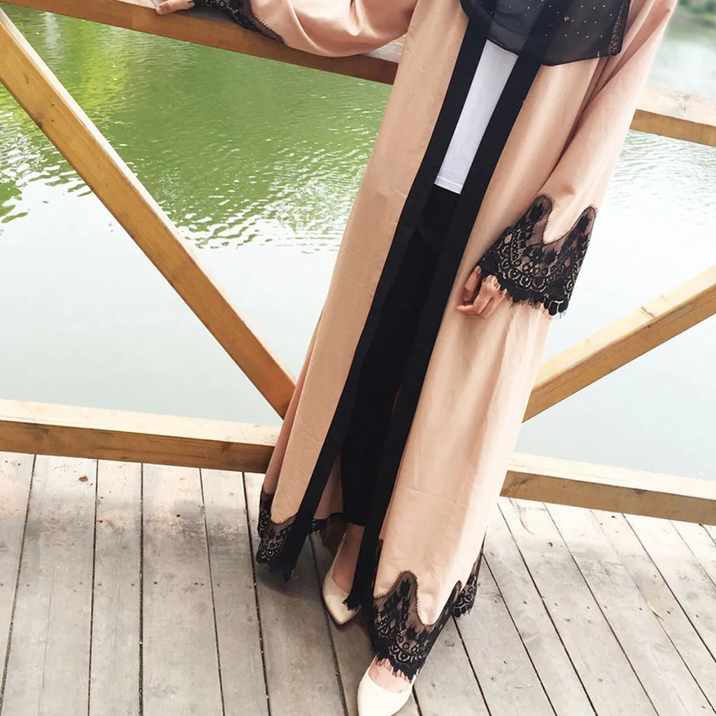 Women Kaftan Cotton Striped Islamic Arab Elegant Muslim Abaya Dress Cardigan Robe Turkish Hijab Islamic Prayer Clothing_3.29