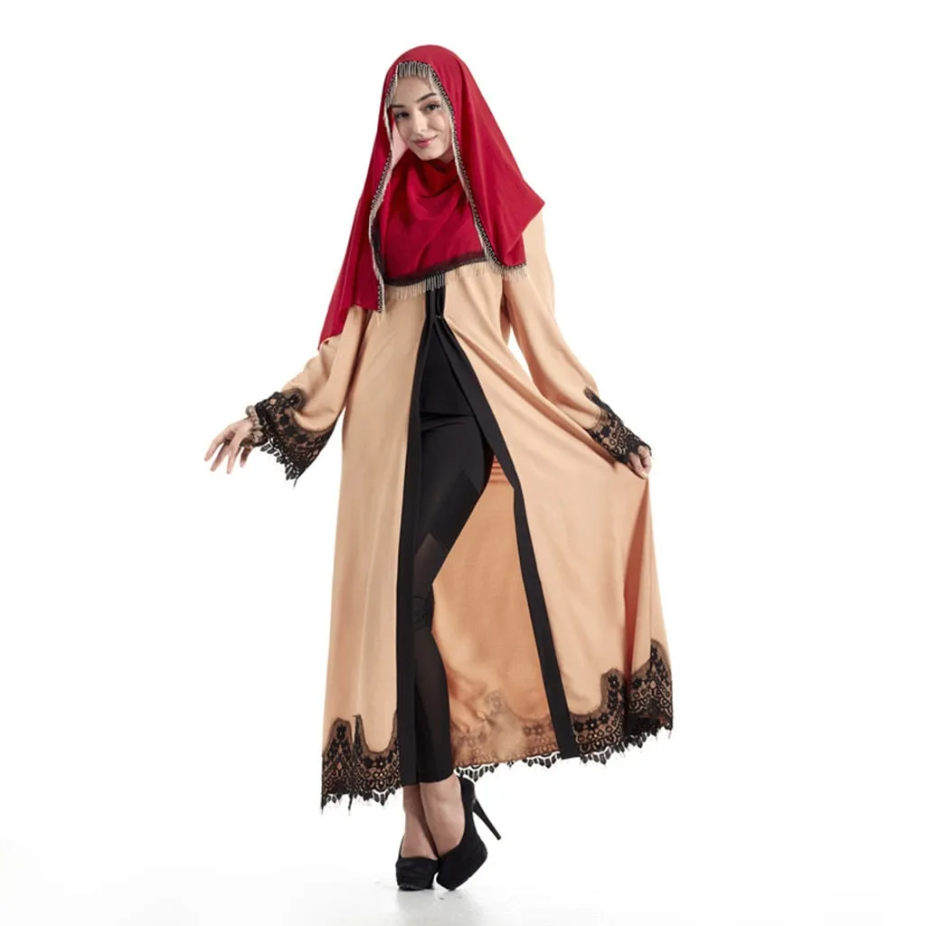 Women Kaftan Cotton Striped Islamic Arab Elegant Muslim Abaya Dress Cardigan Robe Turkish Hijab Islamic Prayer Clothing_3.29