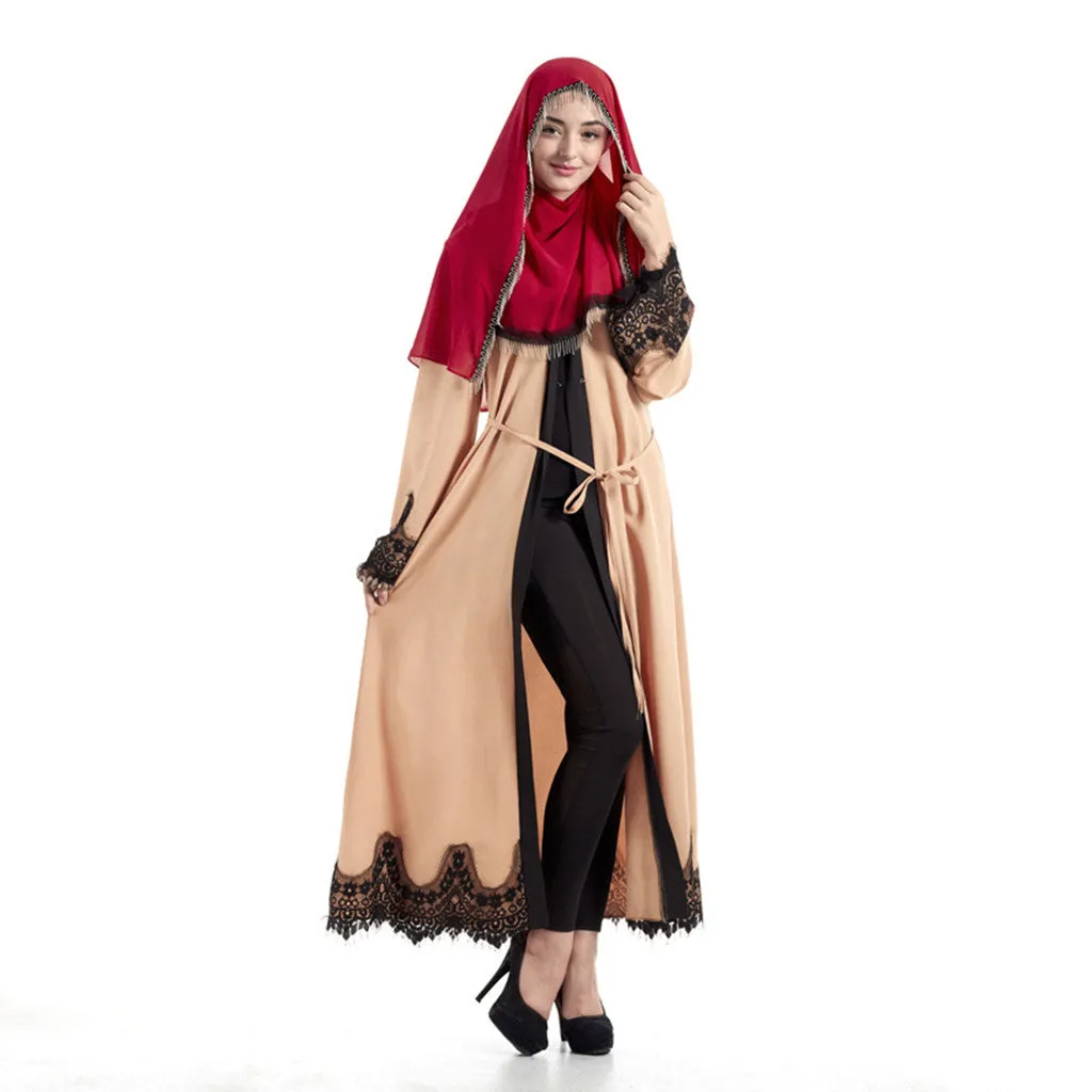 Women Kaftan Cotton Striped Islamic Arab Elegant Muslim Abaya Dress Cardigan Robe Turkish Hijab Islamic Prayer Clothing_3.29