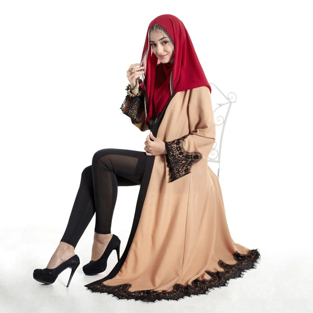 Women Kaftan Cotton Striped Islamic Arab Elegant Muslim Abaya Dress Cardigan Robe Turkish Hijab Islamic Prayer Clothing_3.29