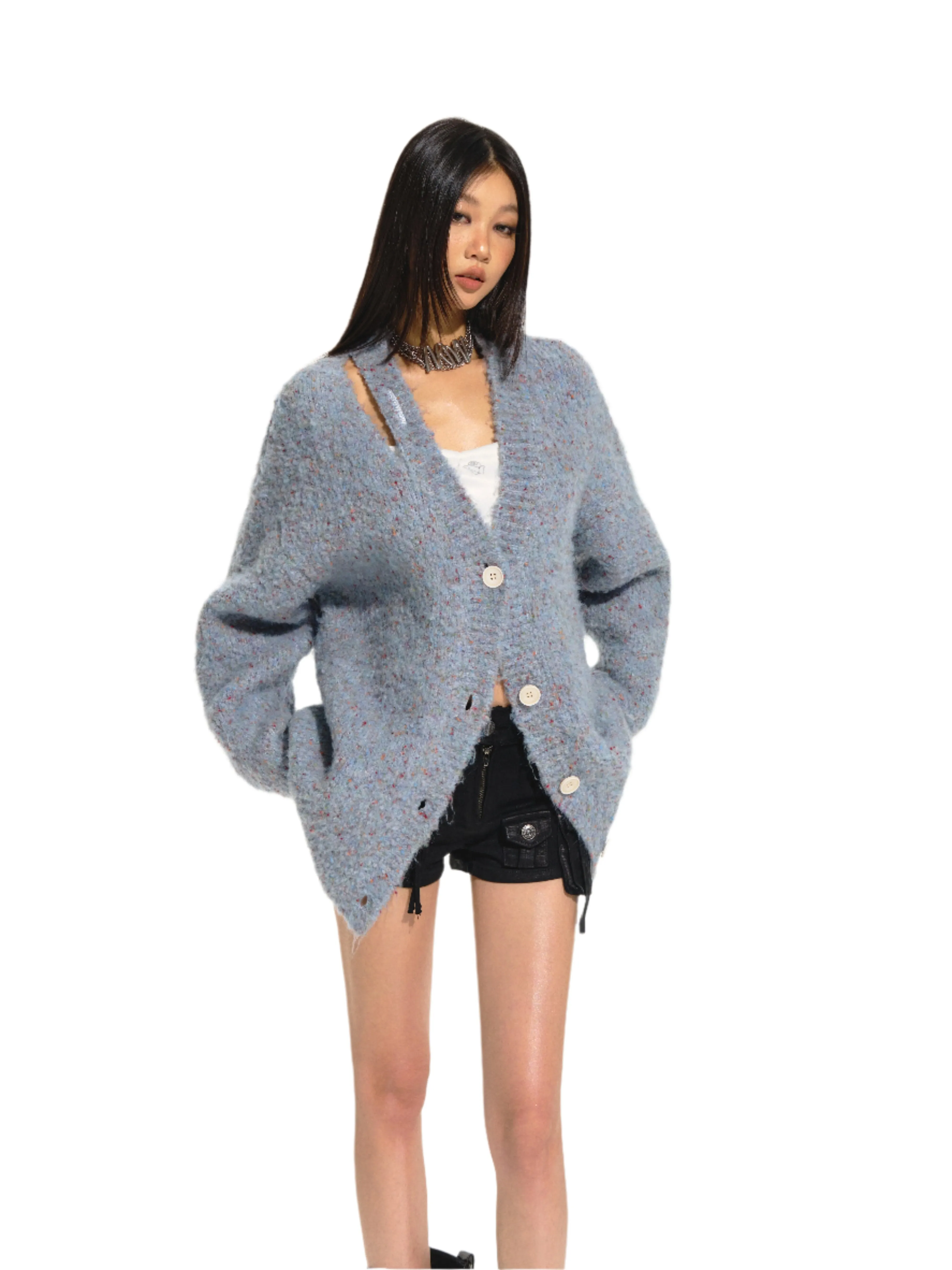 Woven Sea Sparkling V-neck Sweater Cardigan